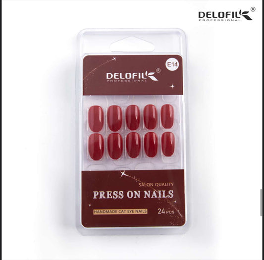 Delofil Premium CAT EYE Nails (Salon Like Nails) 24 Nails in box | Nail Buffer |Glue tabs Included - E14