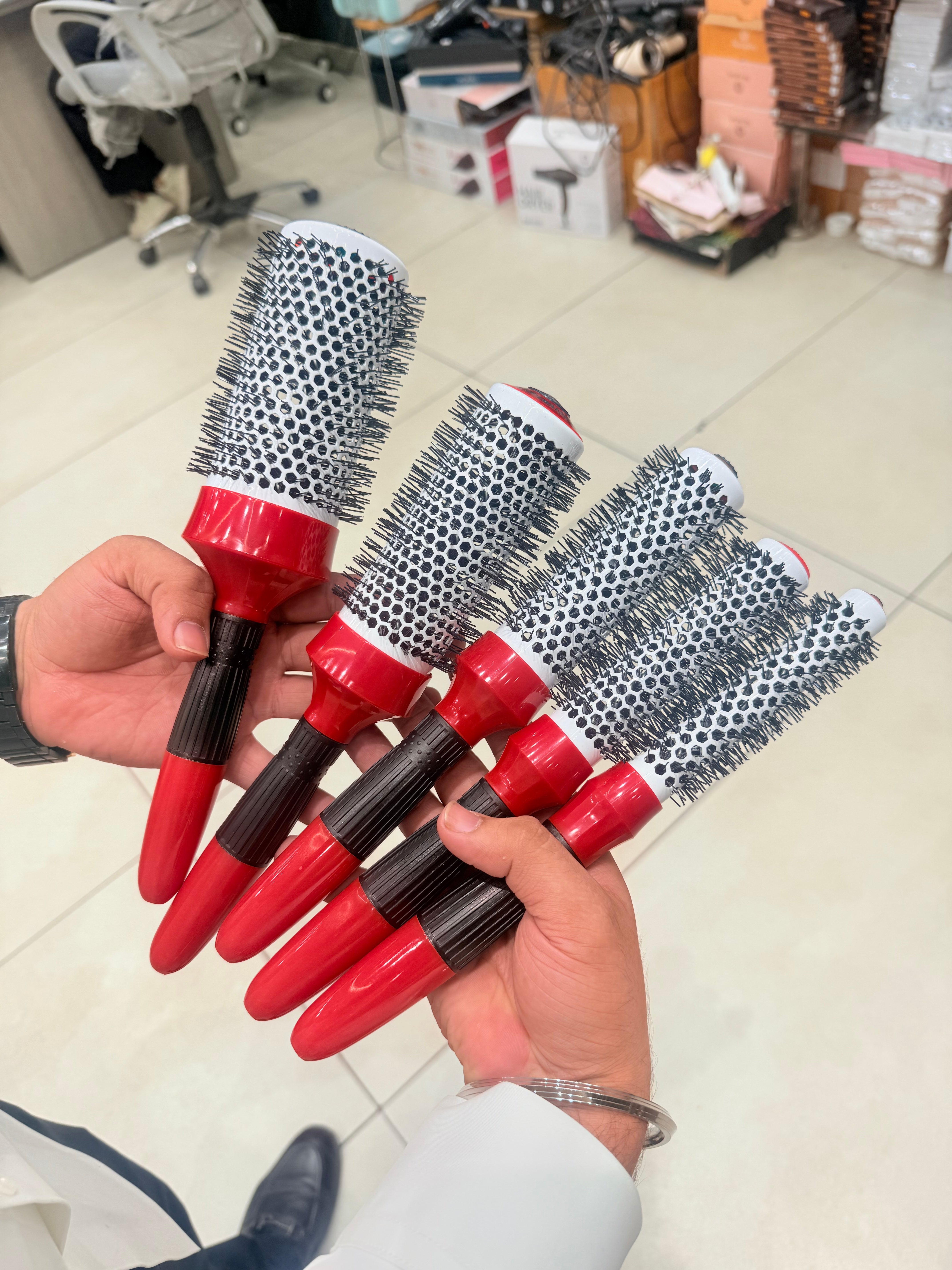 Professional Ceramic Round Hair Brush Set of 5 – Salon Blowout & Hair Styling Brushes