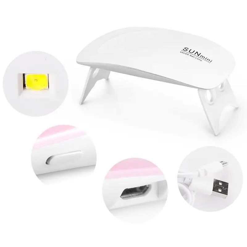 6W LED UV Nail Polish Dryer, Mini Foldable Nail Lamp, Nail Polish Dryer Curing Lamp Light Portable, Gel Based Nail Polish For All Kind Of Nail Paints (Multi-Color)