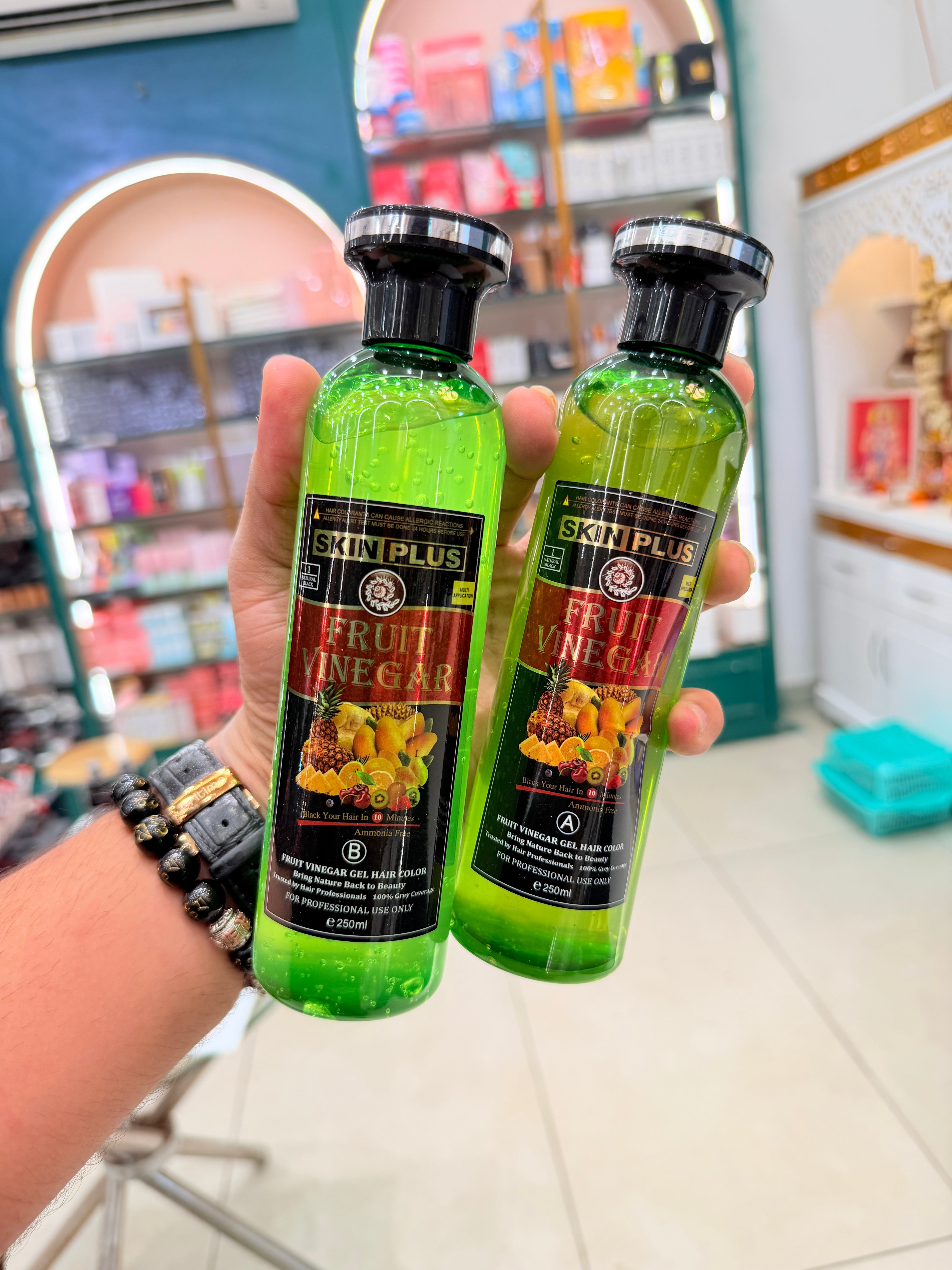 SkinPlus FRUIT VINEGAR HAIR COLOR Travel Pack - 250ml+250ml (NATURAL BLACK)