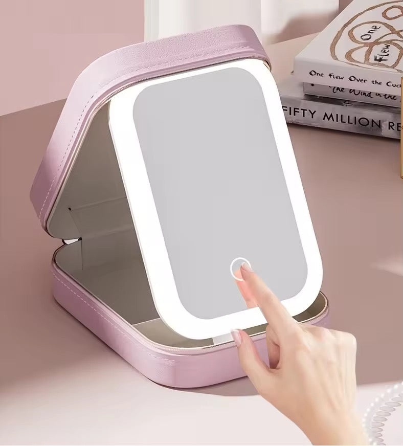 LED Mirror Makeup Travel Box