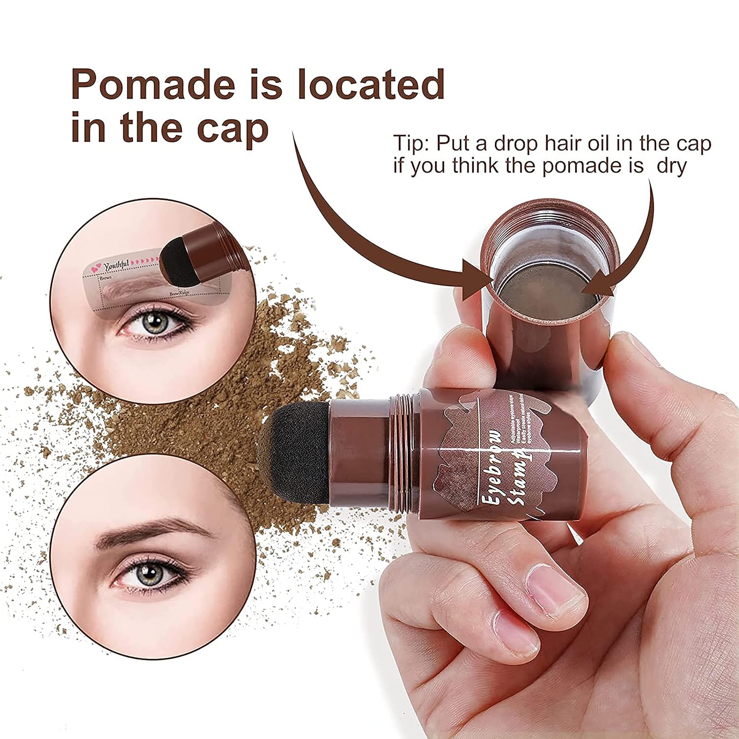 SAGANSINGHMAKEUP Eyebrow HairLine Stamp Stencil Kit, Eyebrow Stencils with 3 Reusable (Powder Form Black)