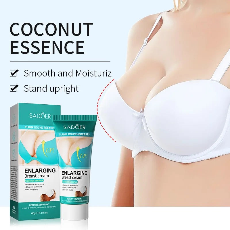 Sadoer Enlarging Breast Cream (Coconut Essence) 60ml, Stand Upright Plump Round Breast (PRIVACY DISCREET DELIVERY)