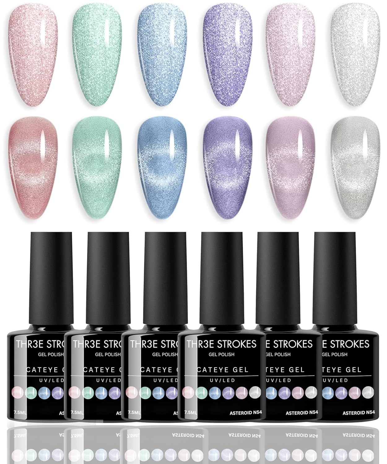 THR3E STROKES Gel Nail Polish Set- 6 Colors Nude Gel Polish All Seasons Skin Tones Pink Neutral Brown Gel Polish Kit (Uv/Led Lamp Required) Shades Need At Least 3 Layers, Shine Finish, 7.5 Milliliters (ASTEROID N54, 7.5ML)
