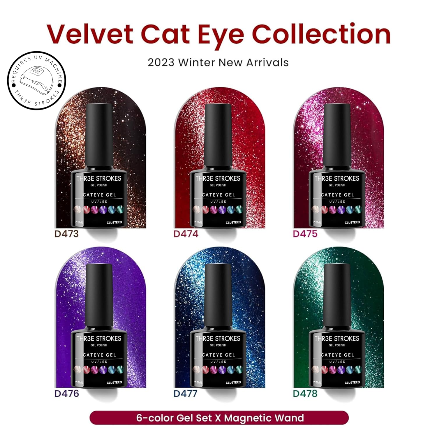 THR3E STROKES Gel Nail Polish Set- 6 Colors Nude Gel Polish All Seasons Skin Tones Pink Neutral Brown Gel Polish Kit (Uv/Led Lamp Required) Shades Need At Least 3 Layers, Shine Finish, 7.5 Milliliters (CLUSTER X, 7.5ML)
