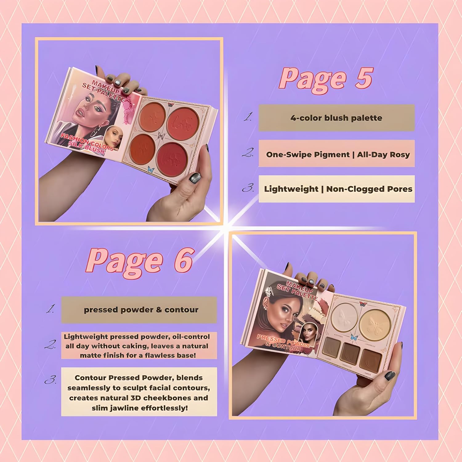 IGOODCO 7 Page Charming Makeup Book – All In One Makeup Kit