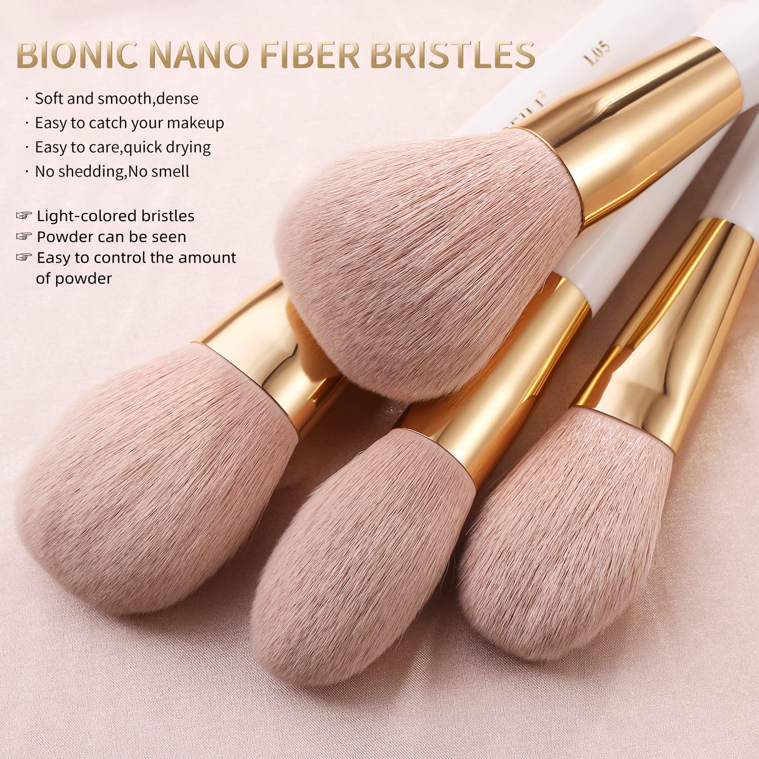 BEILI Makeup Brushes 30Pcs Professional Makeup Brush Set Premium Pink Vegan Synthetic Kabuki Foundation Blending Brush Face Powder Blush Concealers Eye Shadows Make Up Brush Set (White/Rose Gold)