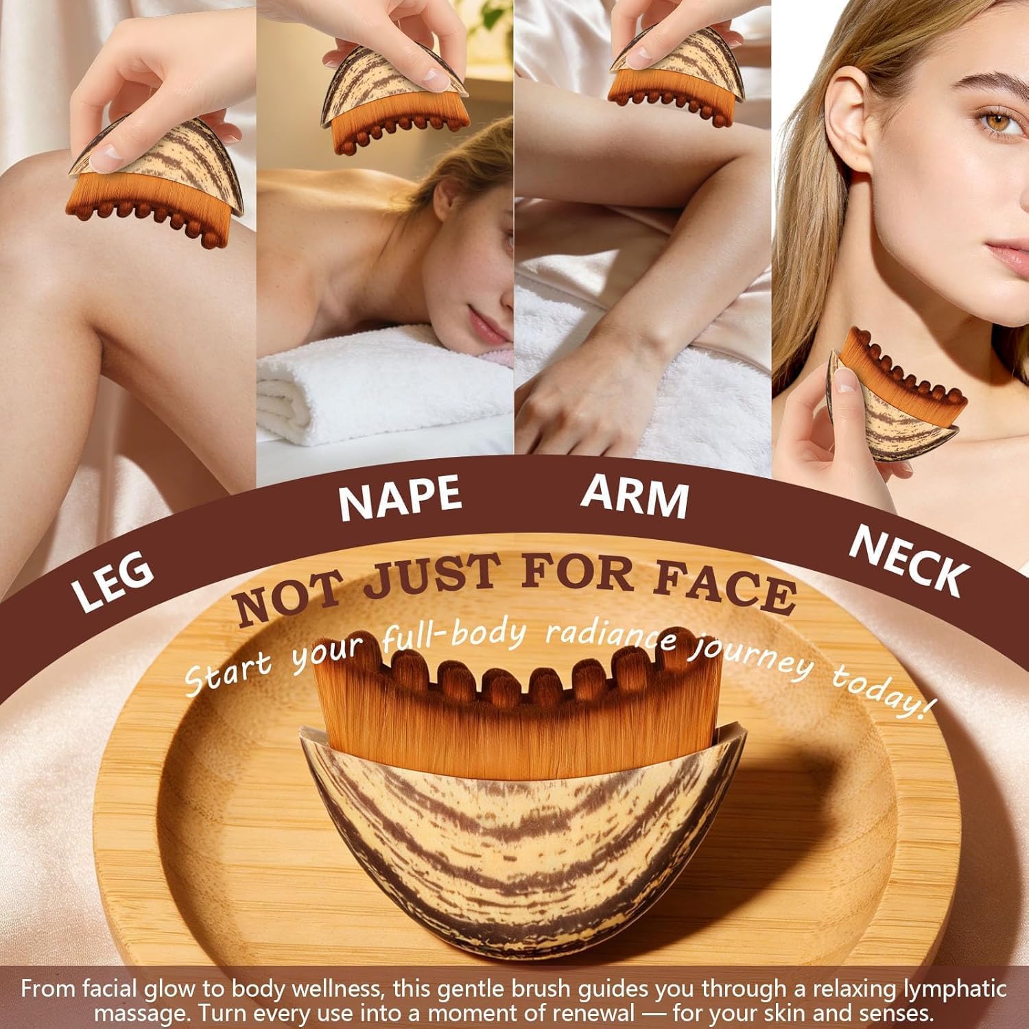 Premium Facial Contour Lymphatic Massage Brush | Face Sculpting & Depuffing Brush | Ultra-Soft Facial Massage Tool with Protective Case