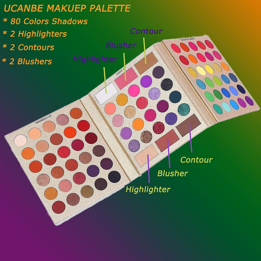 UCANBE Pretty All Set Eyeshadow Palette | 100% AUTHENTIC | Set Pro 86 Colors Makeup Kit Matte Shimmer Eye Shadow Highlighters Contour Blush Powder All In One Makeup PALETTE