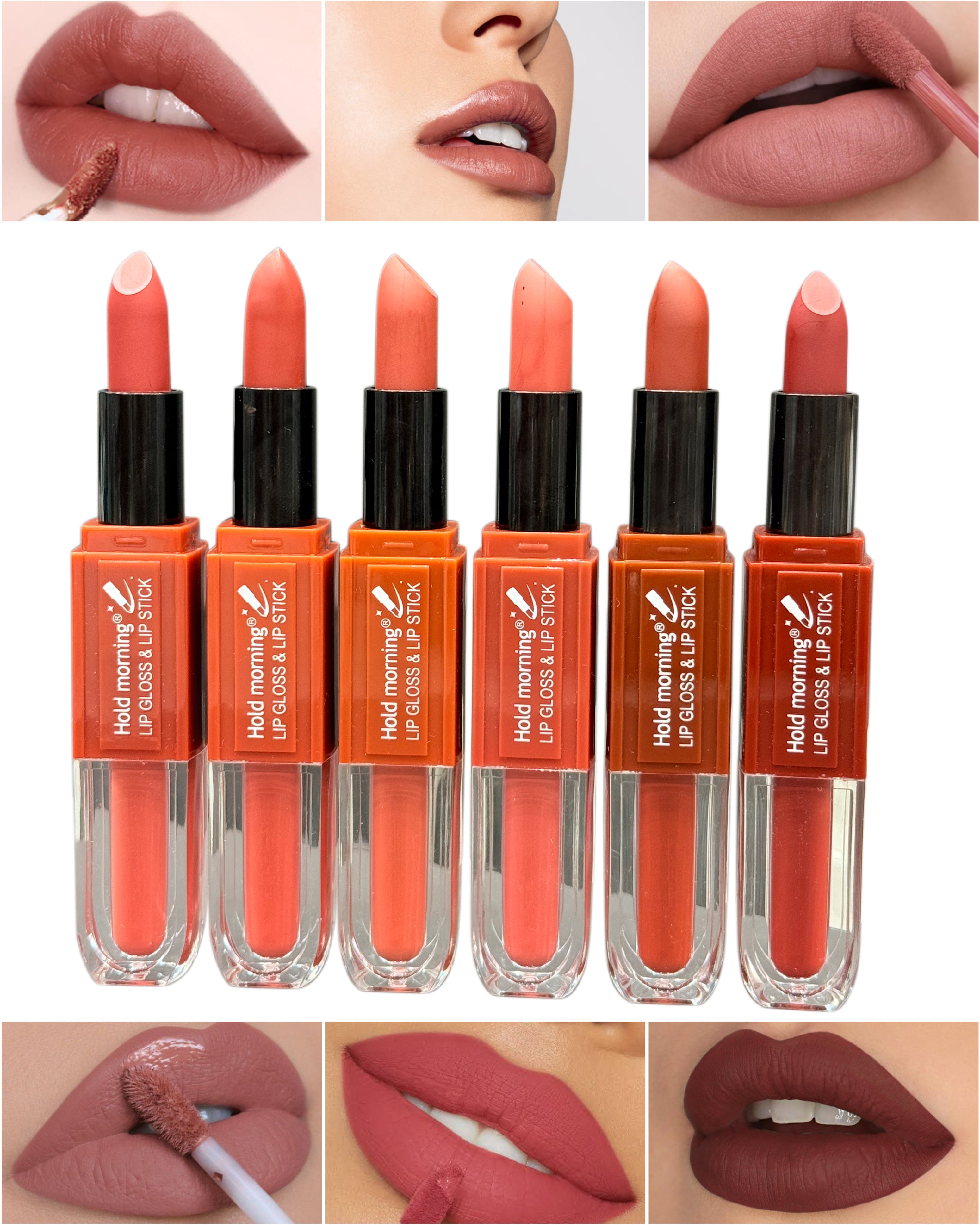 🇰🇷 Korean Velvet Mood Lip Duo – Lipstick & Gloss Set (6 Shades)