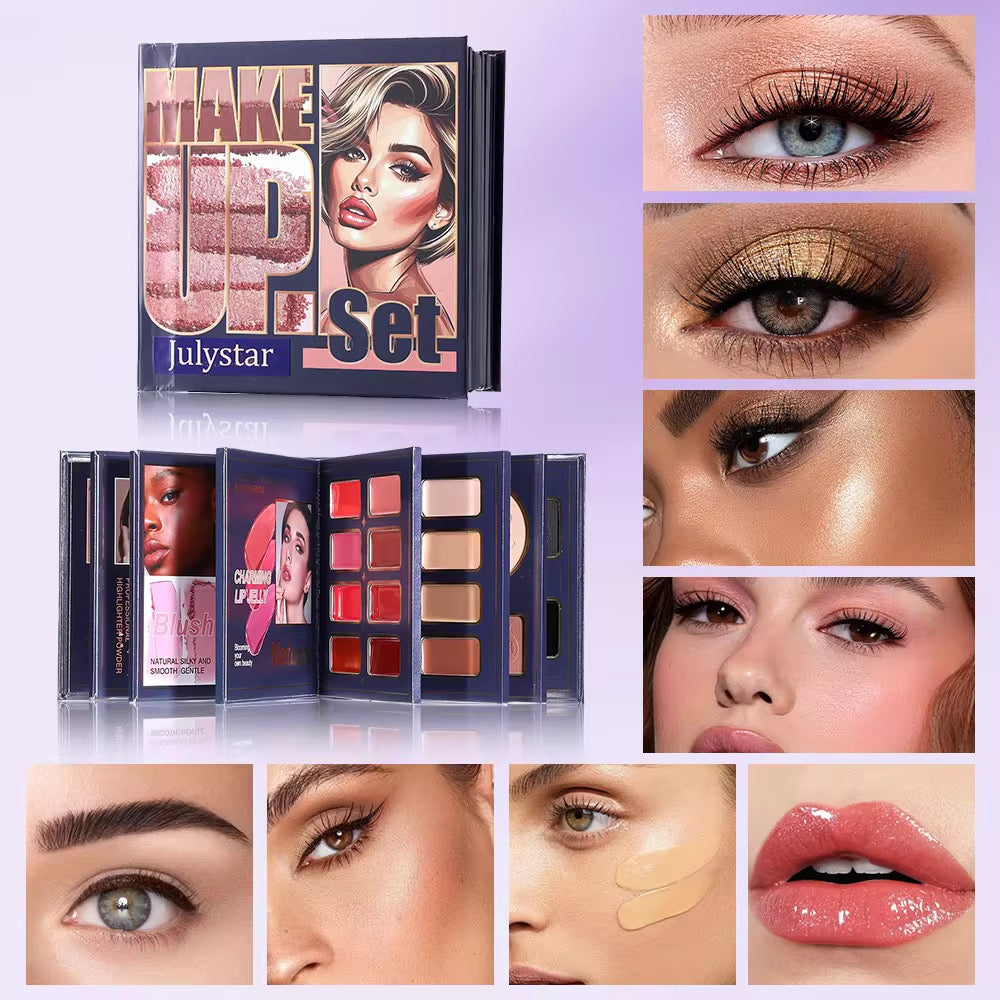 IGOODCO 8 Page All-in-One Makeup Book | Eyeshadow, Blush, Lip, Contour & More | Full Face Kit