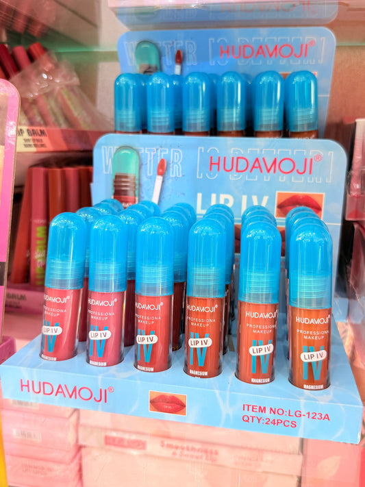 Hudamoji Lip IV Hydrating Lip Gloss – Vitamin Infused Glossy Tint (Magnesium + B12 + Coconut Water)