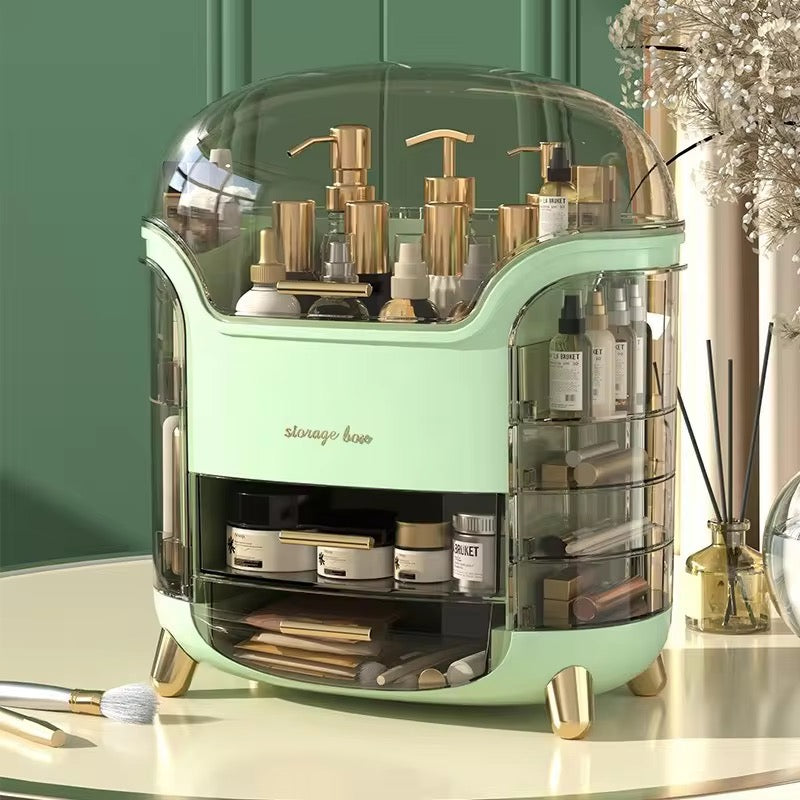 Luxury Multi-Layer Makeup & Skincare Storage Box (ONLY PINK COLOR AS IN VIDEO)– Large Capacity with 360° Partition Organizer