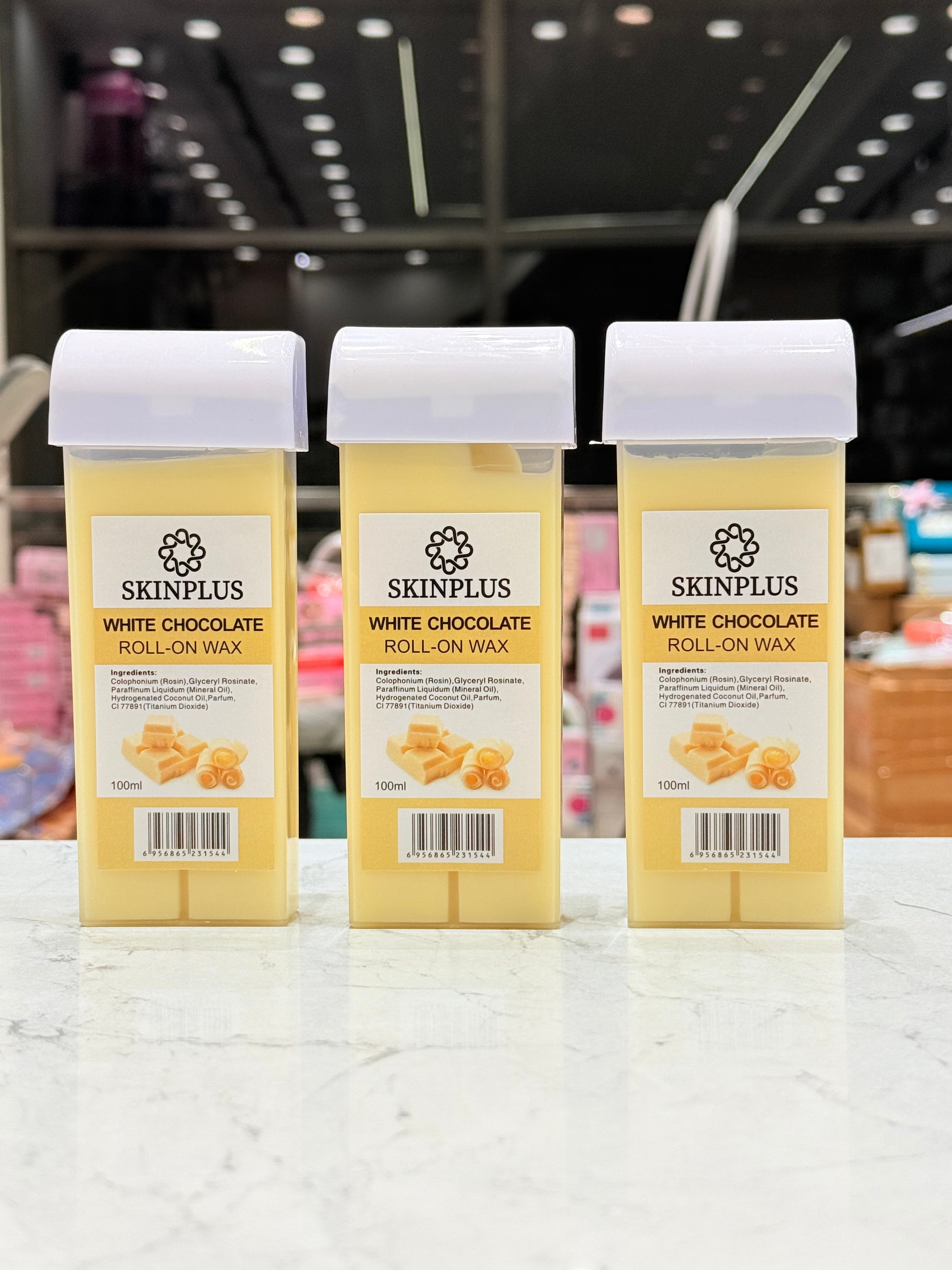 Skinplus White Chocolate Roll-On Wax (3 x 100ml) – Smooth & Gentle Hair Removal | Even Application Wax Cartridge - 3pcs