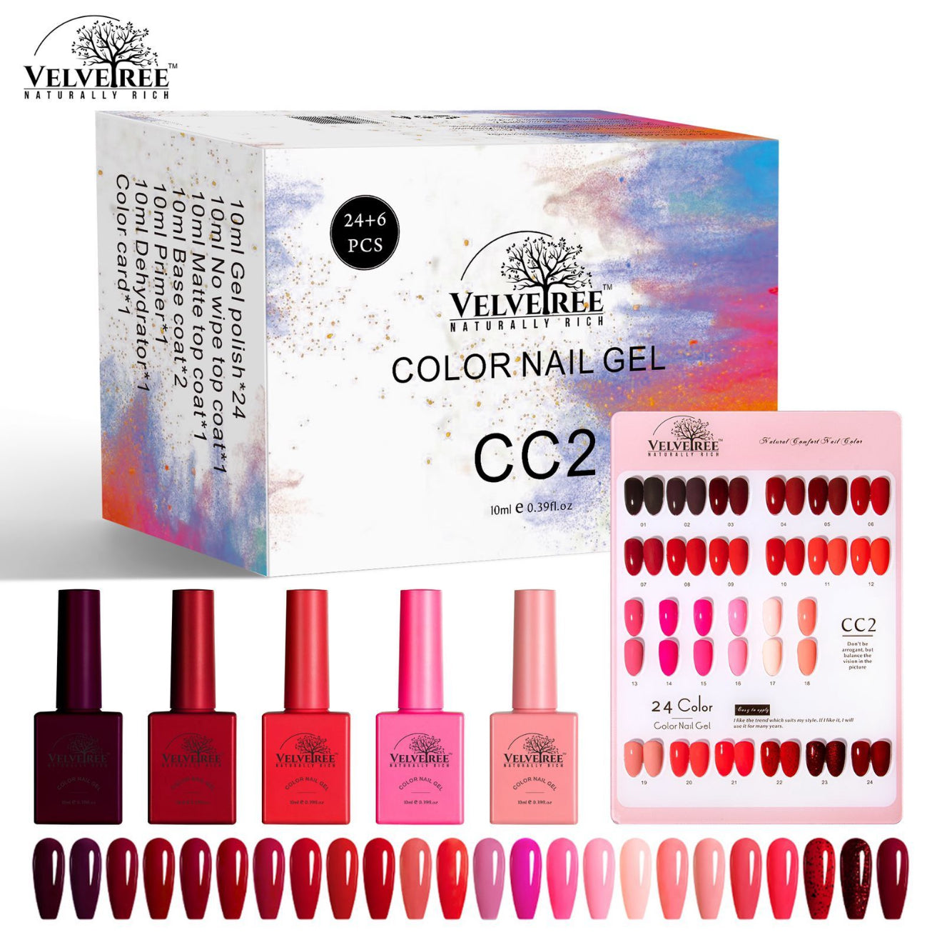 Velvetree Uv Gel Nailpaints 24+6pcs - 10ml Each