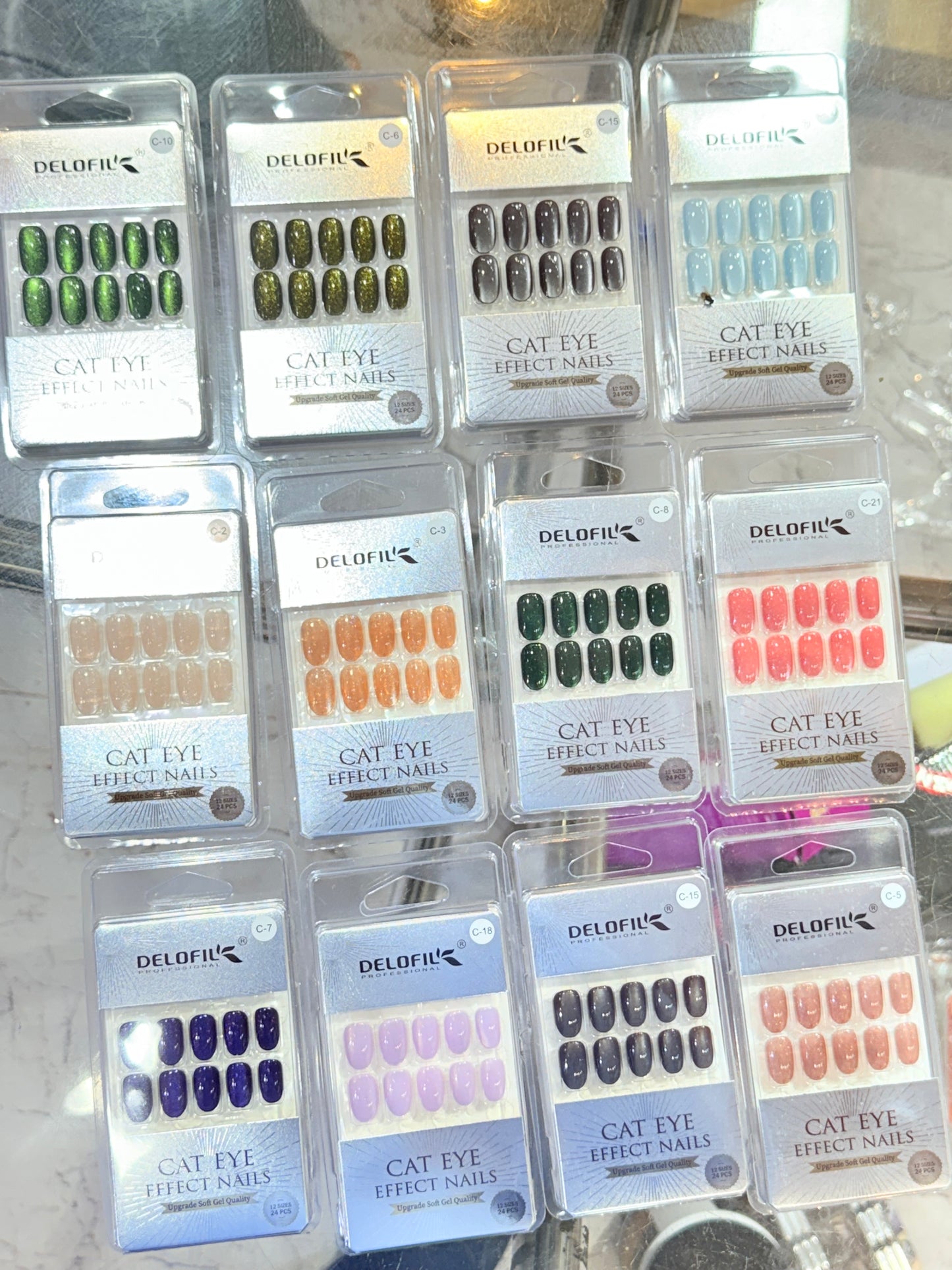 CAT EYE NAILS 12 SETS (24 TIPS IN EACH PACK)