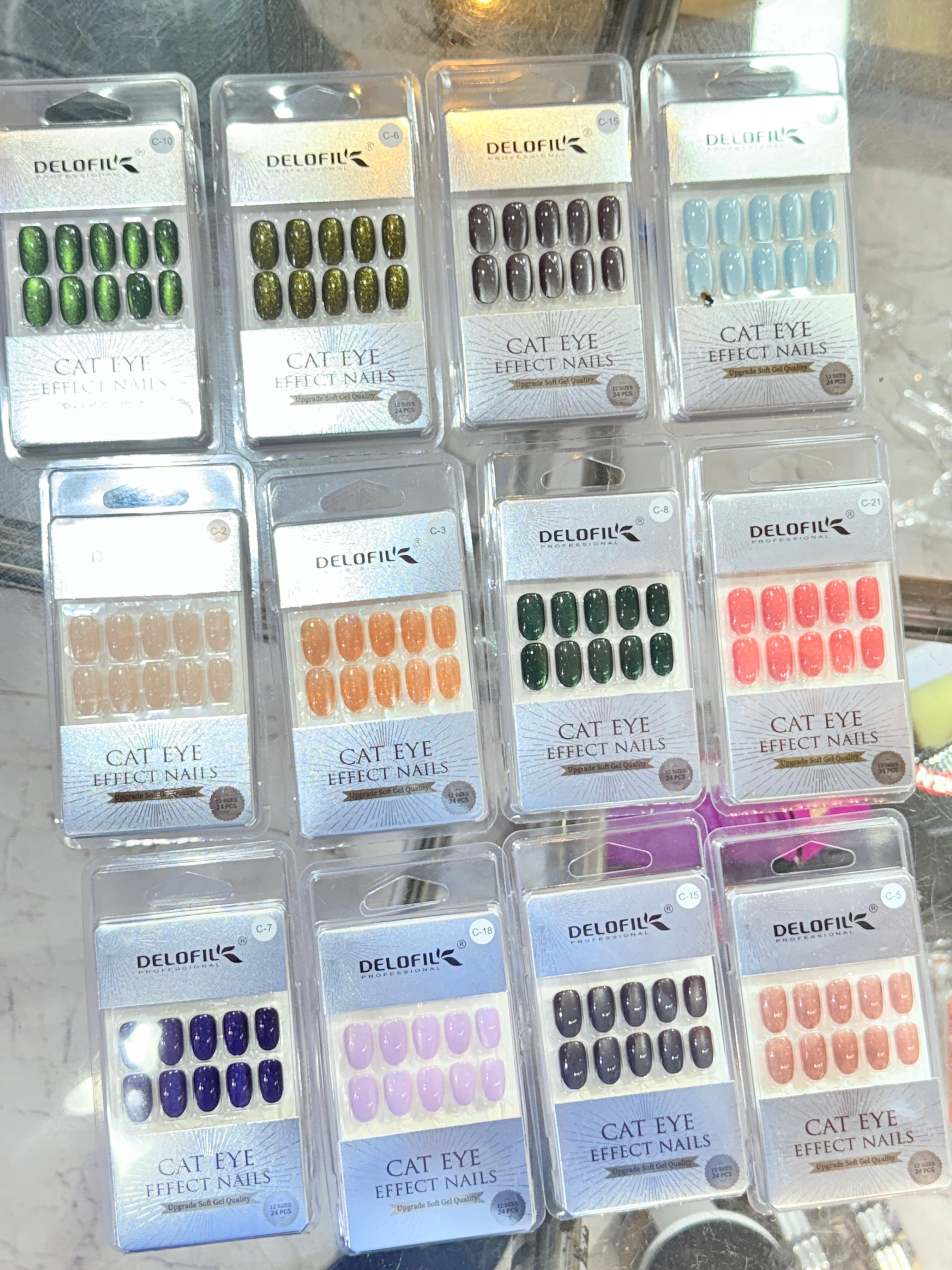 CAT EYE NAILS 12 SETS (24 TIPS IN EACH PACK)