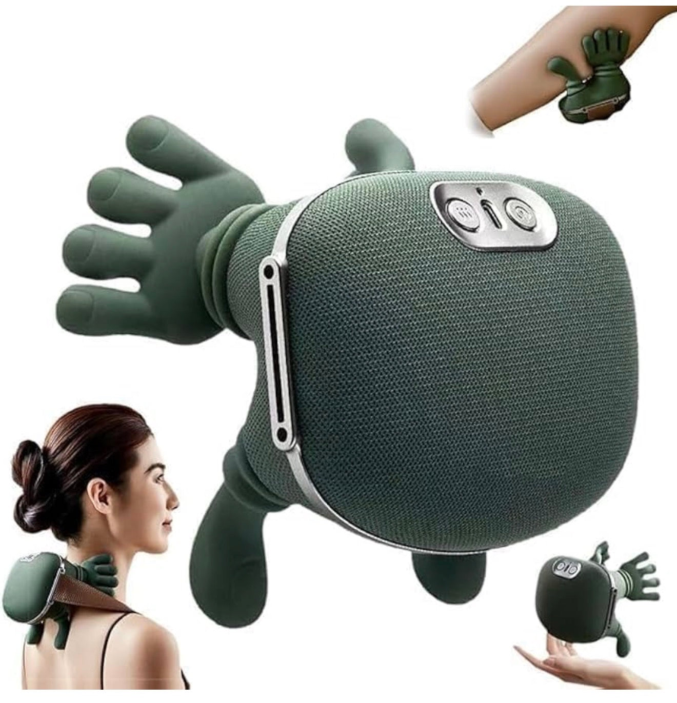 Wireless Neck Massager with Heat, Deep Tissue 3D Kneading Shoulder Massager, Portable Rechargeable Cervical Pain Relief Device for Neck, Back, Shoulder - Green