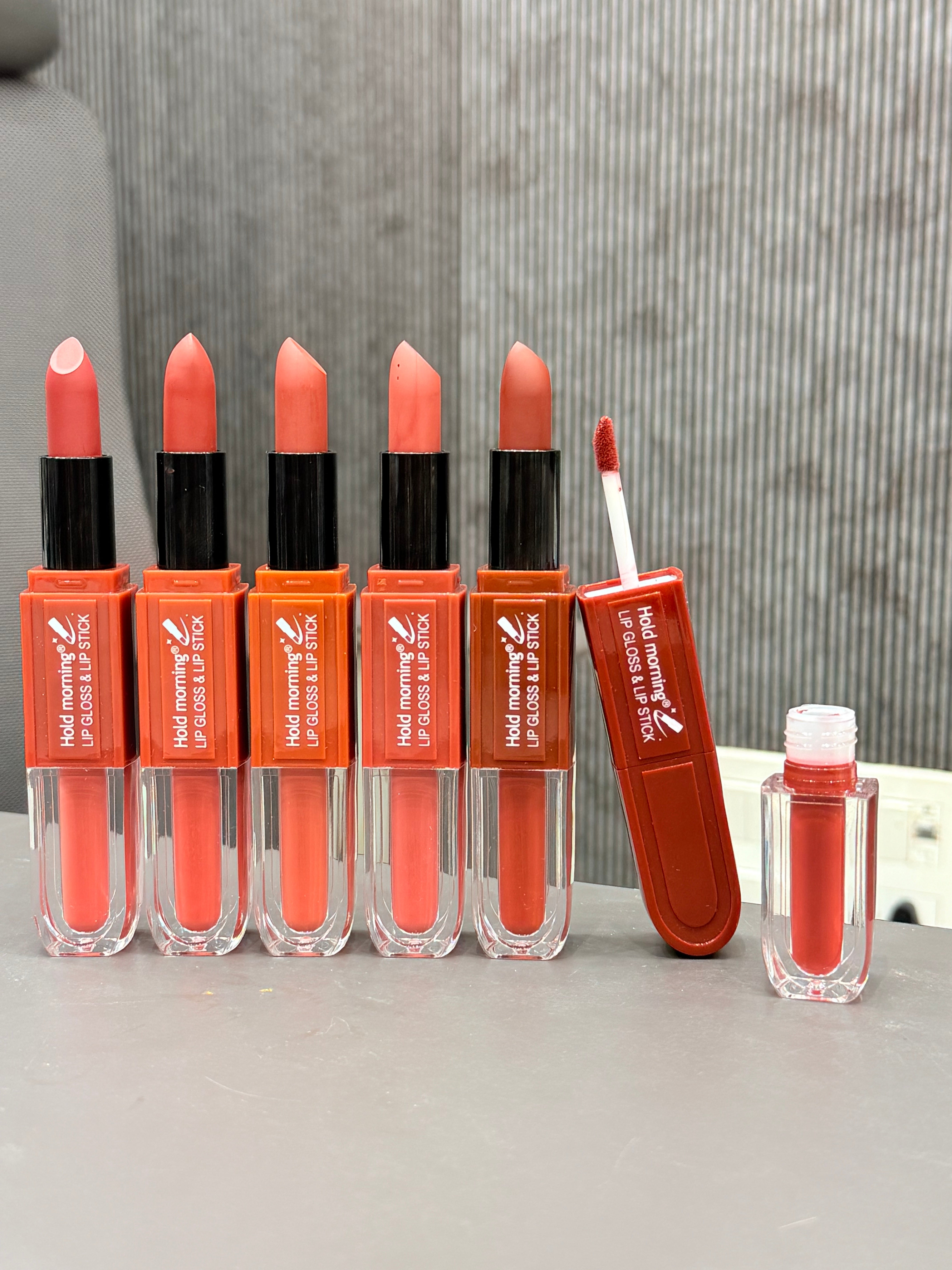🇰🇷 Korean Velvet Mood Lip Duo – Lipstick & Gloss Set (6 Shades)