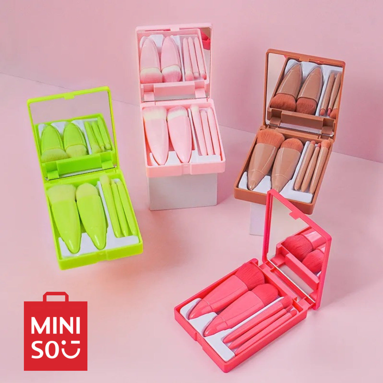 MINI KOREAN 5PCS BRUSH SET WITH MIRROR - RANDOM COLOR - BOGO