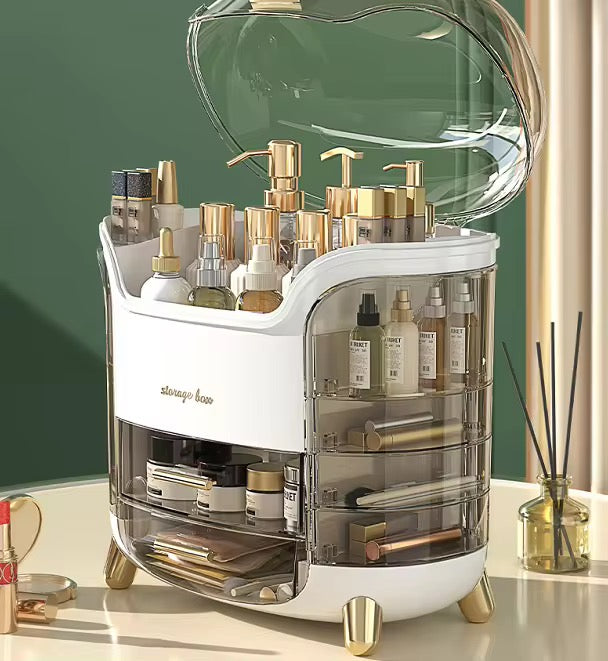 Luxury Multi-Layer Makeup & Skincare Storage Box (ONLY PINK COLOR AS IN VIDEO)– Large Capacity with 360° Partition Organizer