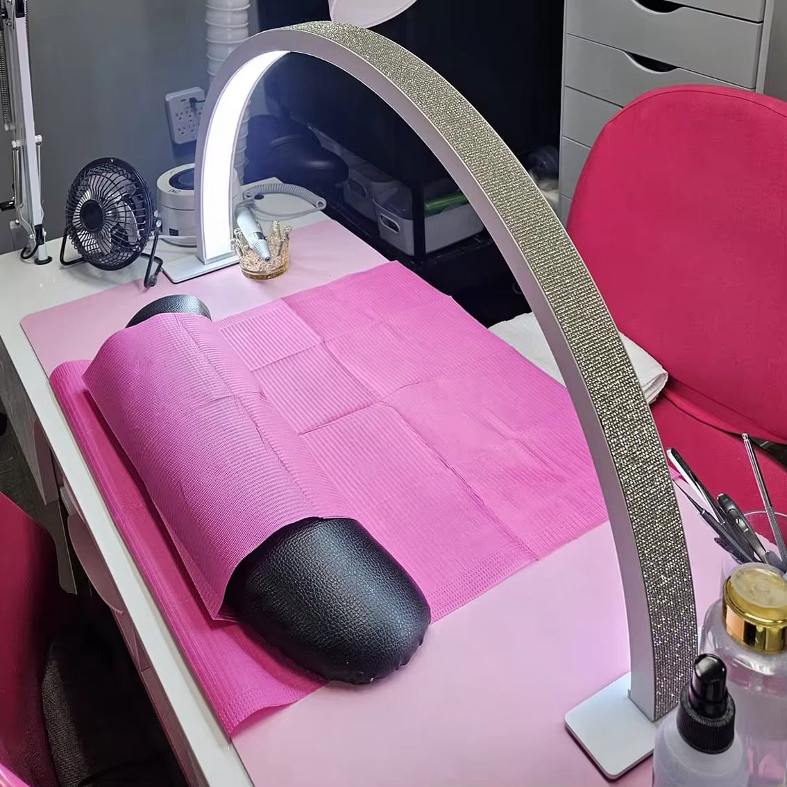 Moon Lamp Luxury Arch Nail Desk Lamp with Diamond Sparkle Finish 75cms new