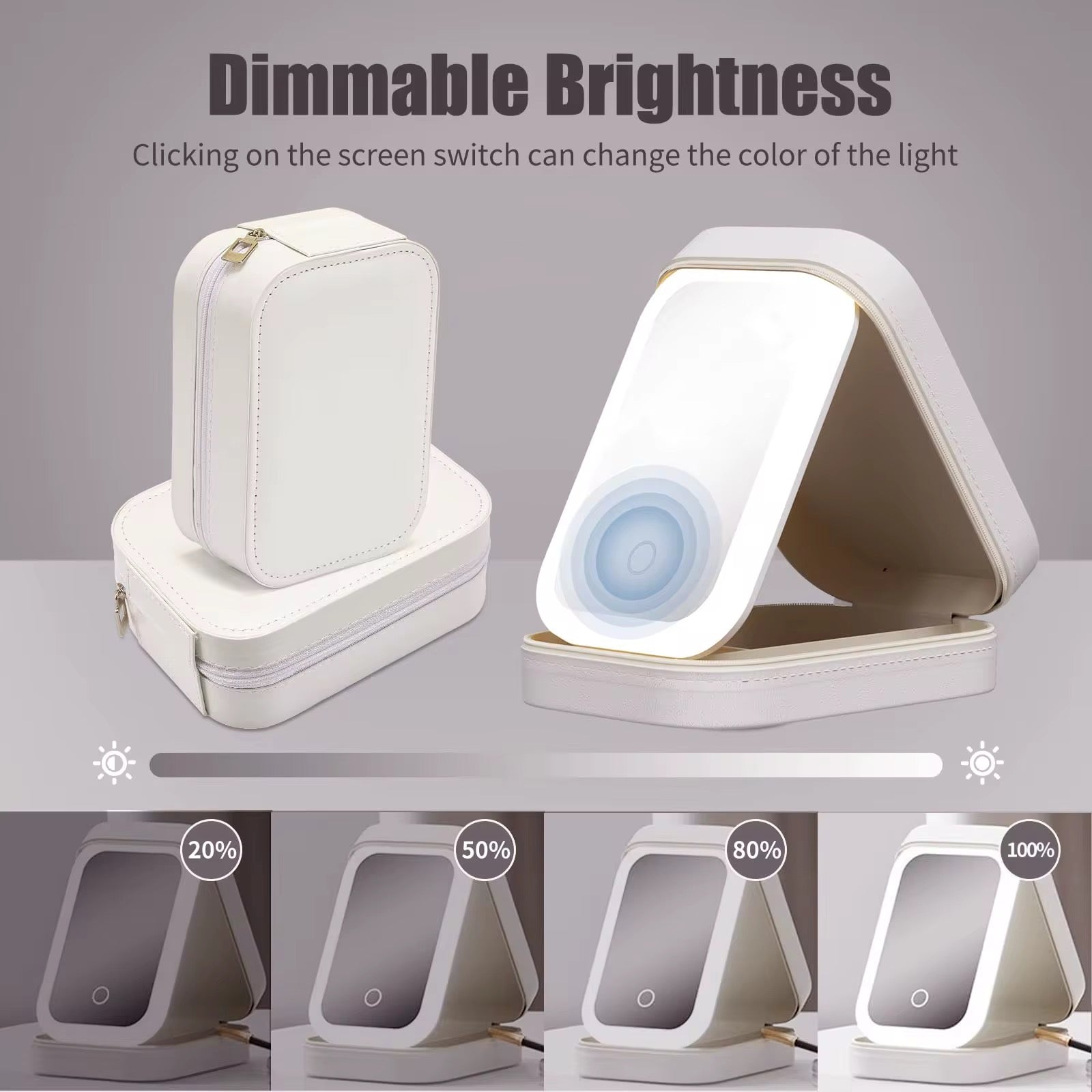 LED Mirror Makeup Travel Box