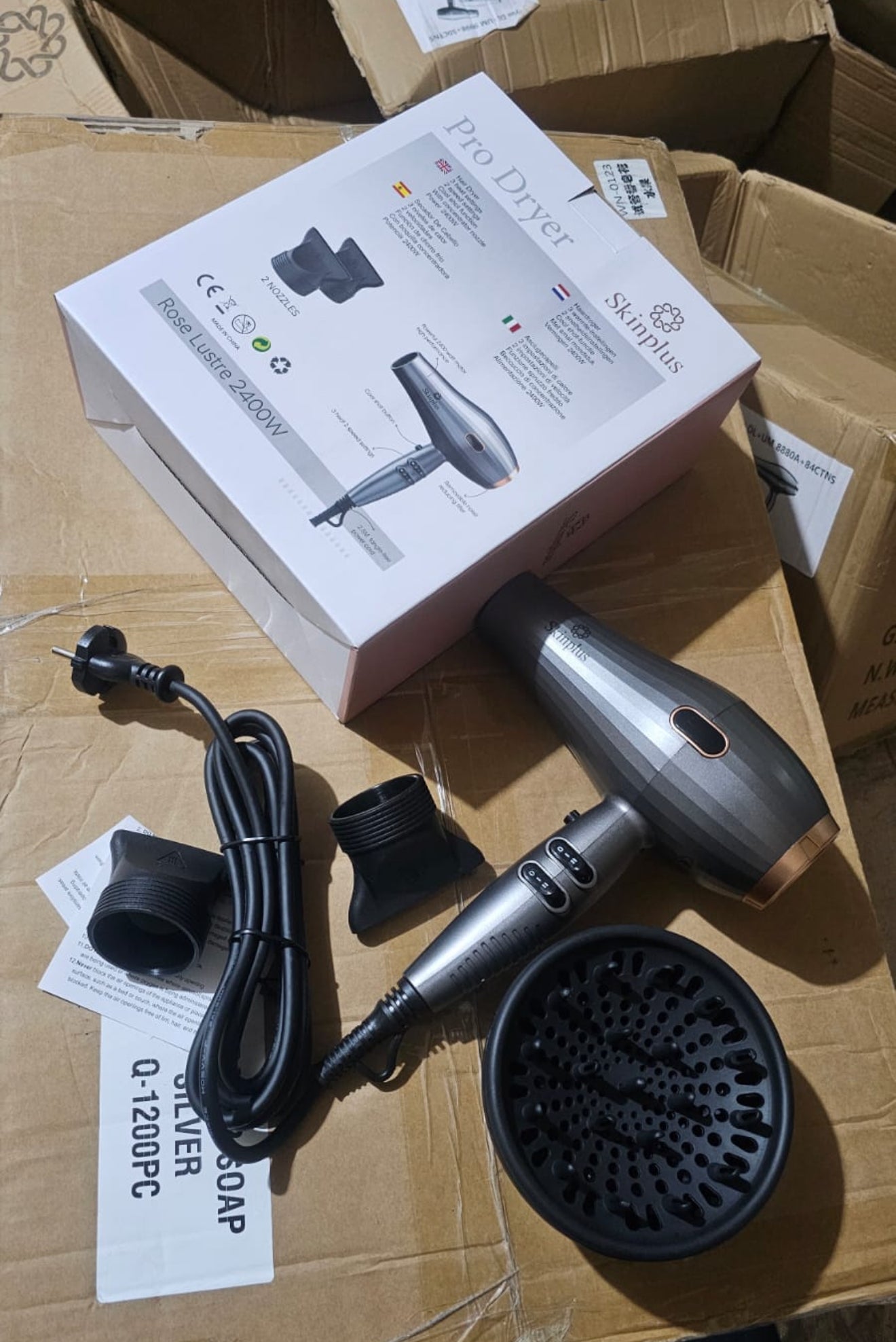 💨 SkinPlus 2400W Professional Hair Dryer | 2 Nozzles + 1 Diffuser | Powerful & Lightweight