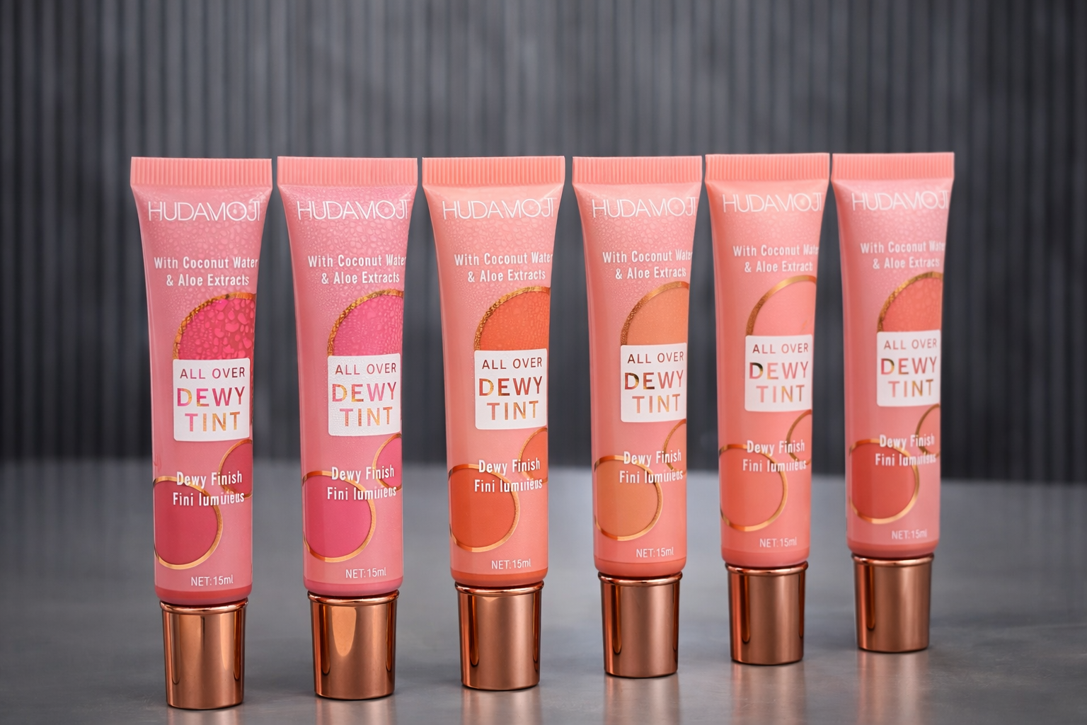 HUDAMOJI All Over Dewy Tint Set (6 Shades) – Coconut Water & Aloe Extract | Hydrating Lip & Cheek Tint | 6 PCS Combo – ₹499