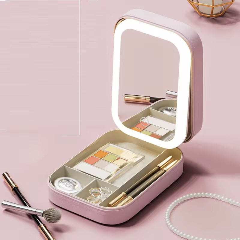 LED Mirror Makeup Travel Box