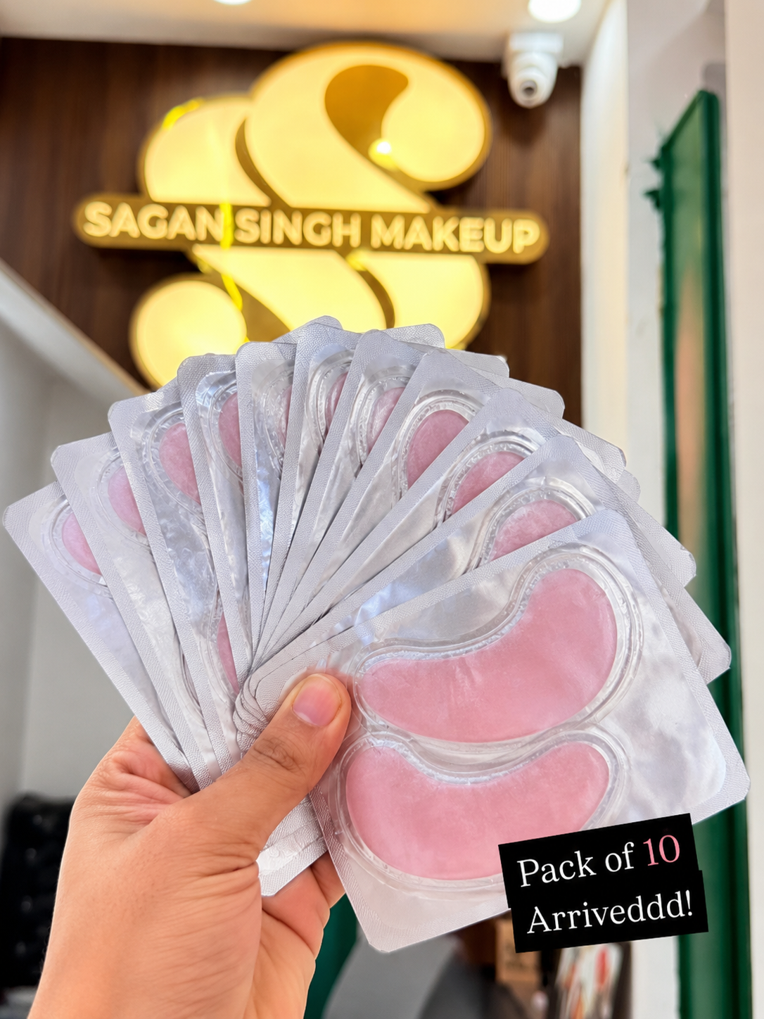 Korean Pink Hydrogel Under Eye Patches – Pack of 10 Pairs | Hydrating & Brightening Eye Mask
