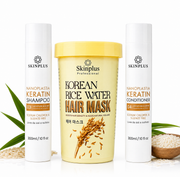 Skinplus Professional Nanoplastia Korean Rice Water Hair Care Trio | Keratin Shampoo + Keratin Conditioner + Rice Water Hair Mask