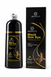 SKINPLUS Black Hair Dye Shampoo 500ml | Natural Black Hair Color | 3-in-1 Hair Color Shampoo