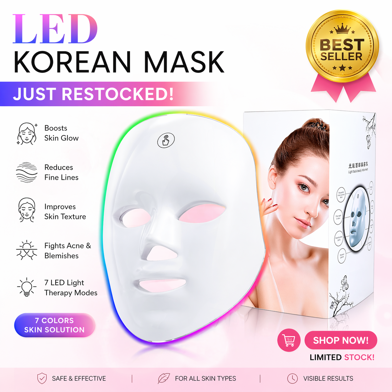 Korean LED Therapy Mask – Professional Glow at Home (Best Seller)