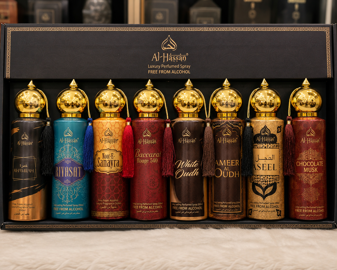 Al-Hassan Luxury Perfumed Spray Collection | Free From Alcohol | Long Lasting Fragrance | 200ml | Choose Your Favourite Variant