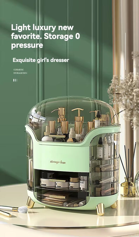 Luxury Multi-Layer Makeup & Skincare Storage Box (ONLY PINK COLOR AS IN VIDEO)– Large Capacity with 360° Partition Organizer