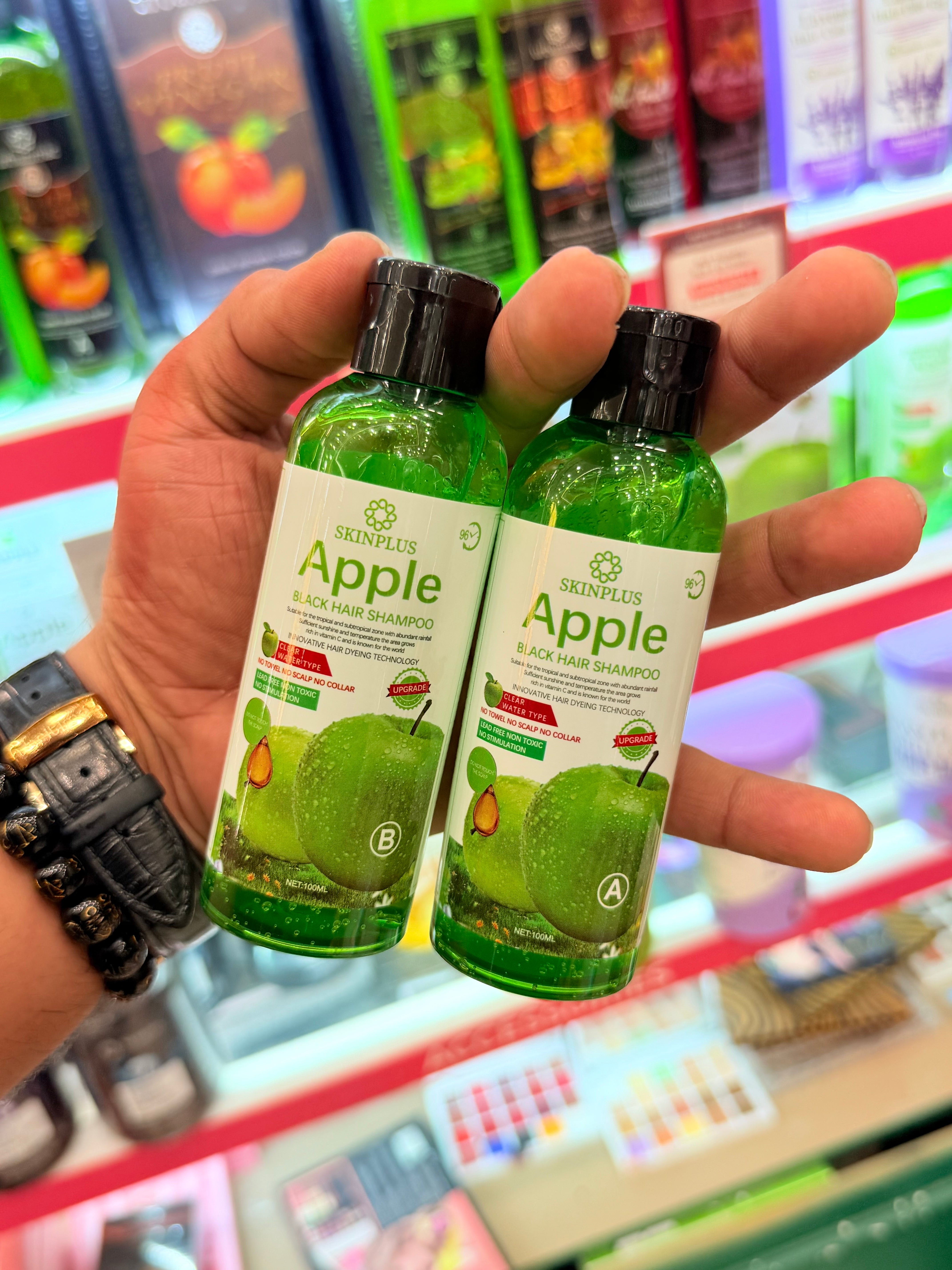 Skinplus Apple Natural Black Hair And Beard Shampoo – The Best Choice | Premium Hair Color (Not Jet Black) | 100ml + 100ml