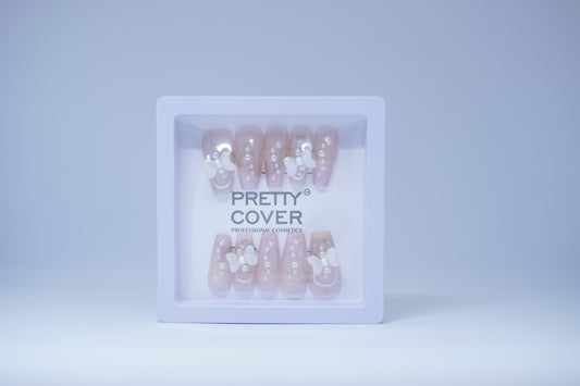 Luxe Fake Nails (24 nails) BOWS AND PEARLS