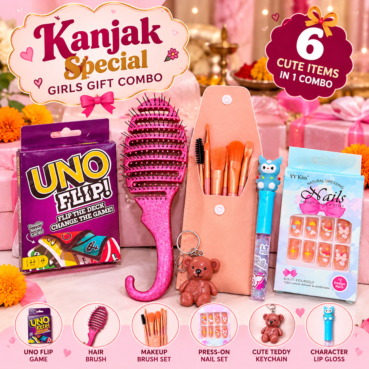 Kanjak Special Girls Gift Combo | 10-Piece Beauty & Fun Gift Set