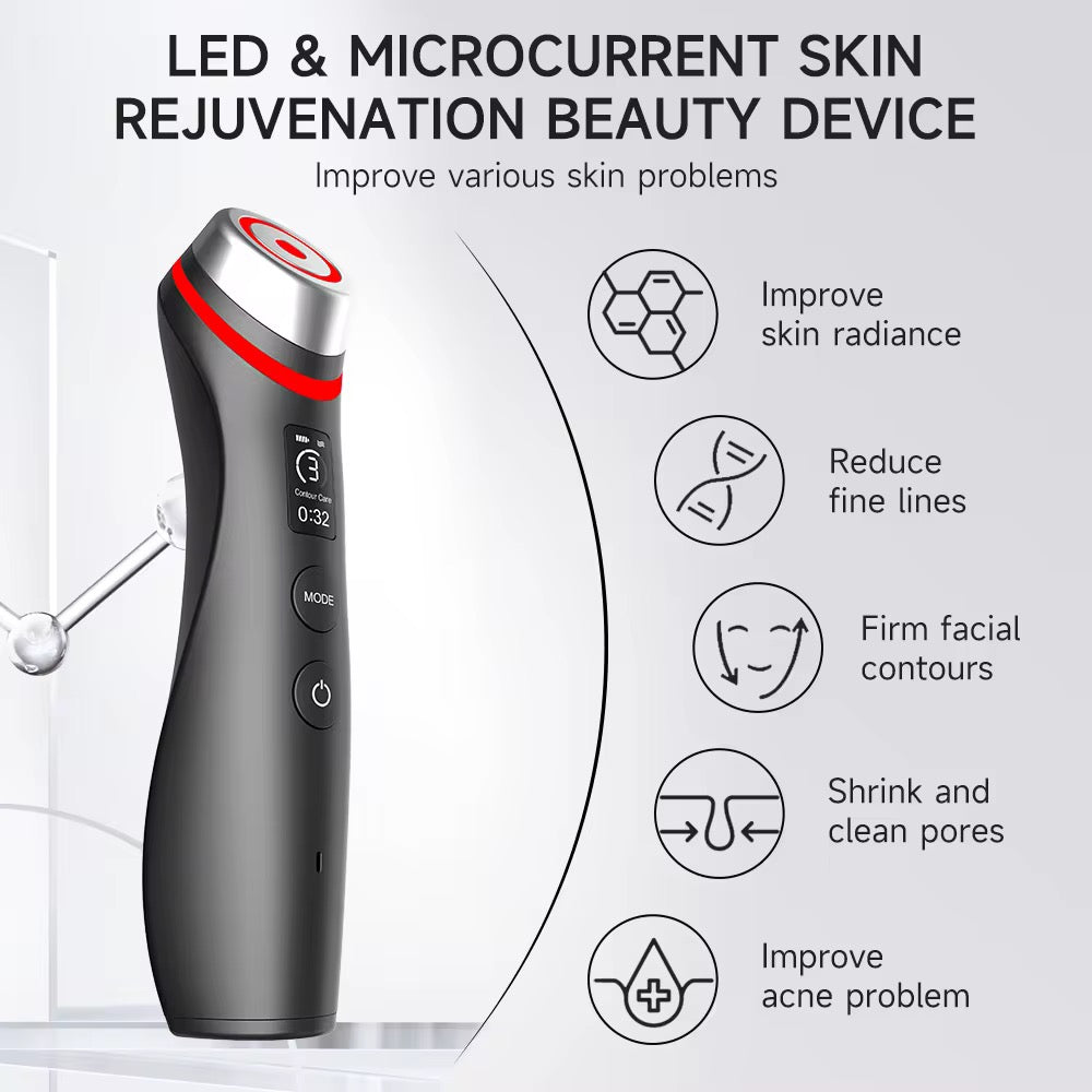 6-in-1 LED Skin Rejuvenation & Microcurrent Facial Device – Glow, Lift & Treat at Home