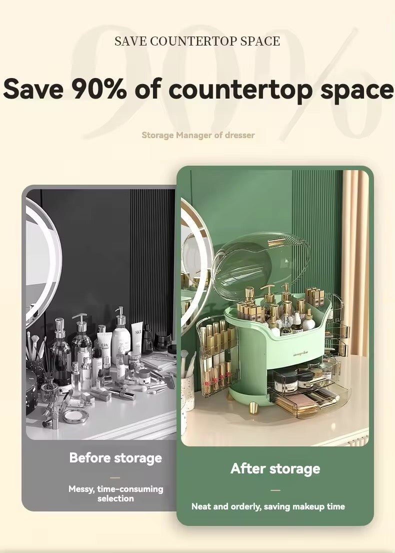 Luxury Multi-Layer Makeup & Skincare Storage Box (ONLY PINK COLOR AS IN VIDEO)– Large Capacity with 360° Partition Organizer