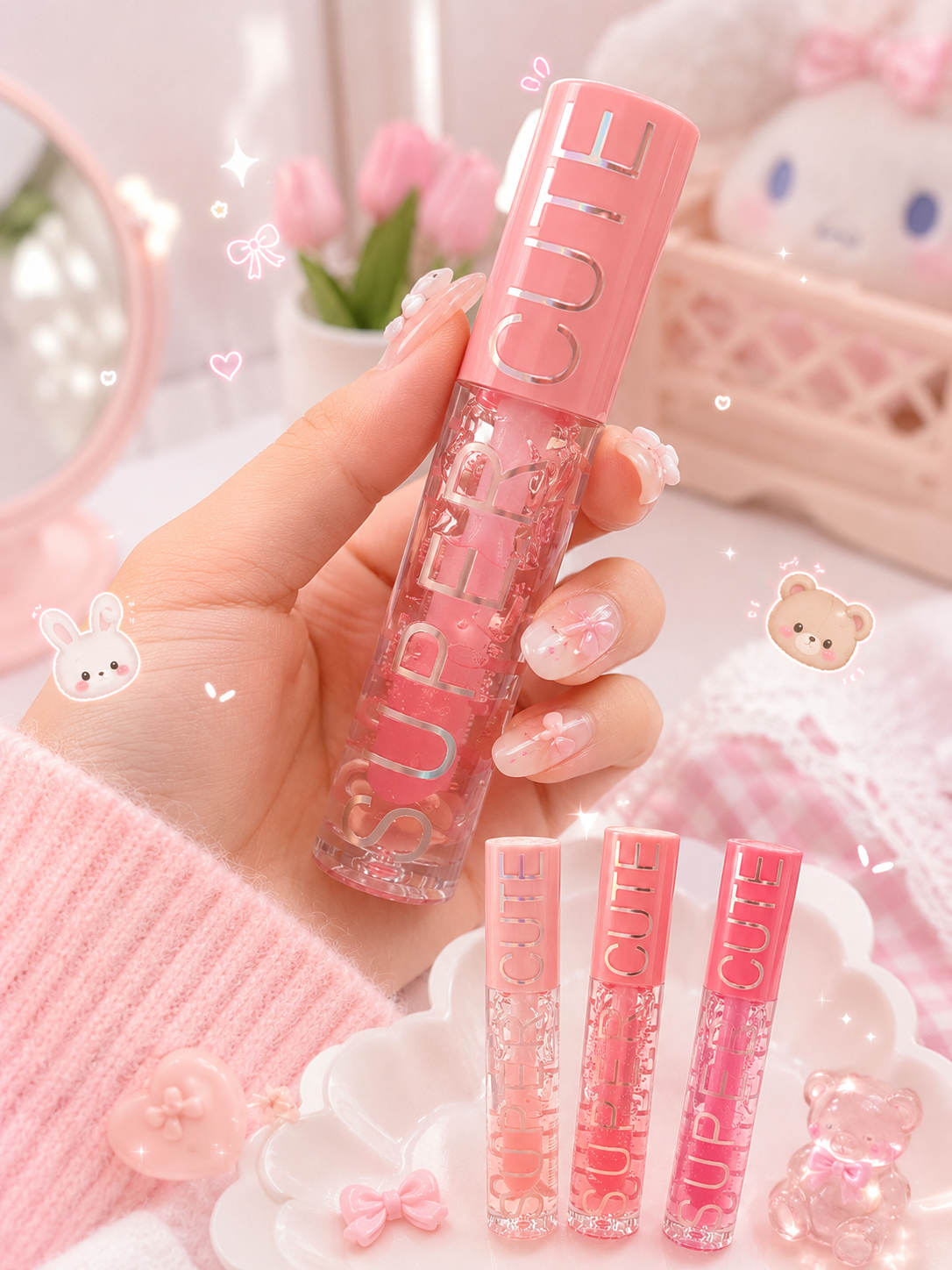 Super Cute Jelly Lip Gloss – Moisturizing Lip Oil | Crystal Clear Glossy Shine | Non-Sticky Hydrating Formula