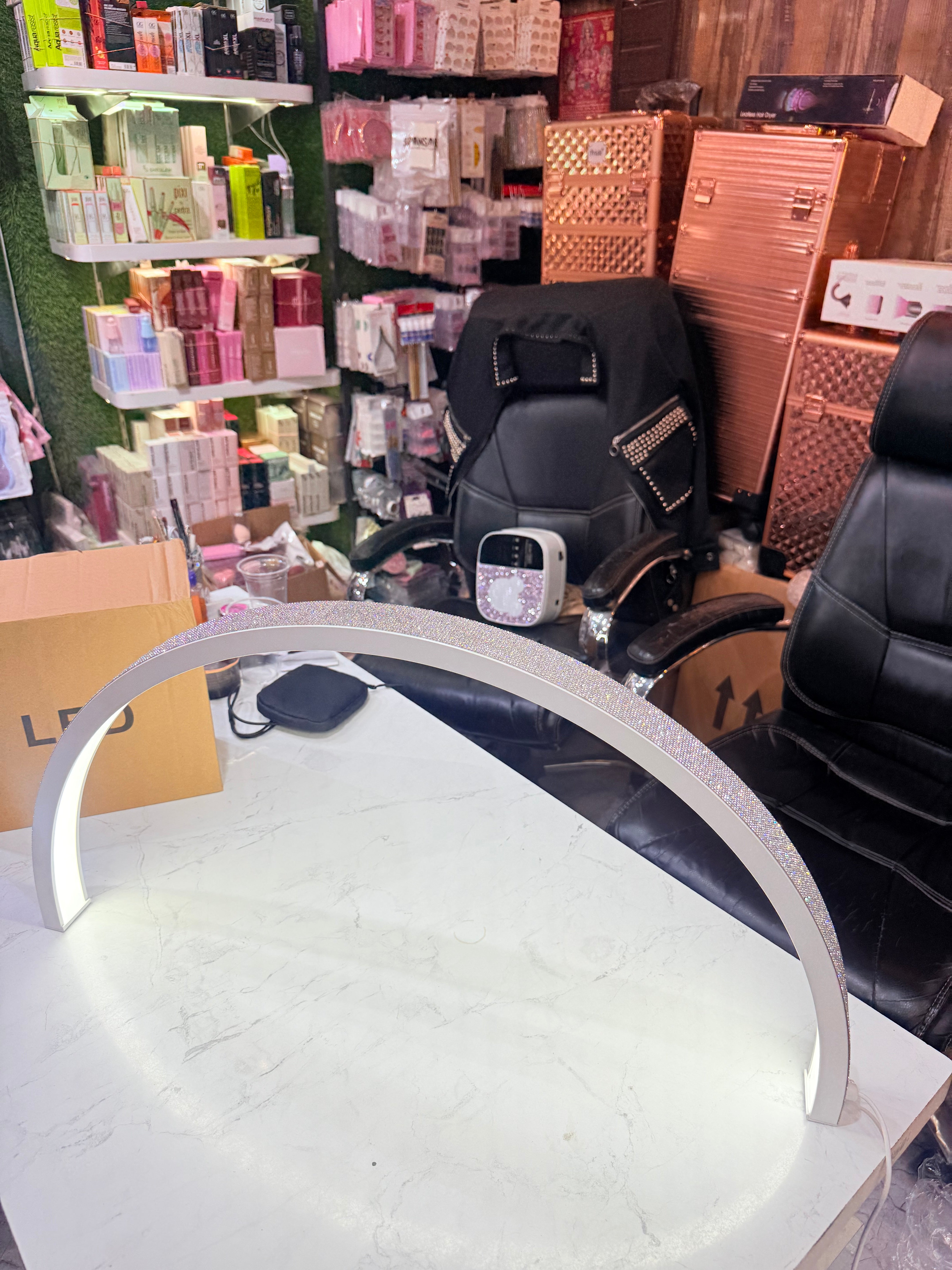 Moon Lamp Luxury Arch Nail Desk Lamp with Diamond Sparkle Finish 75cms