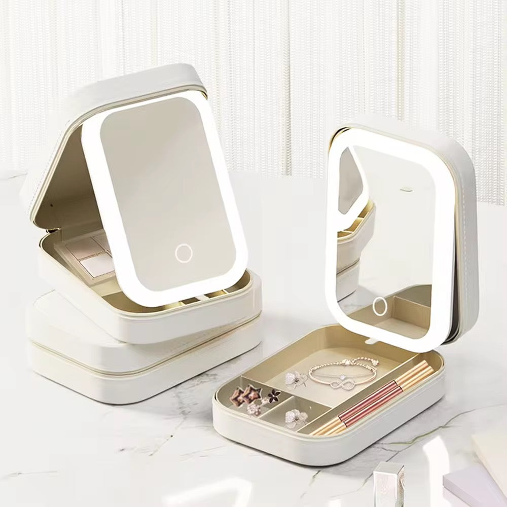 LED Mirror Makeup Travel Box