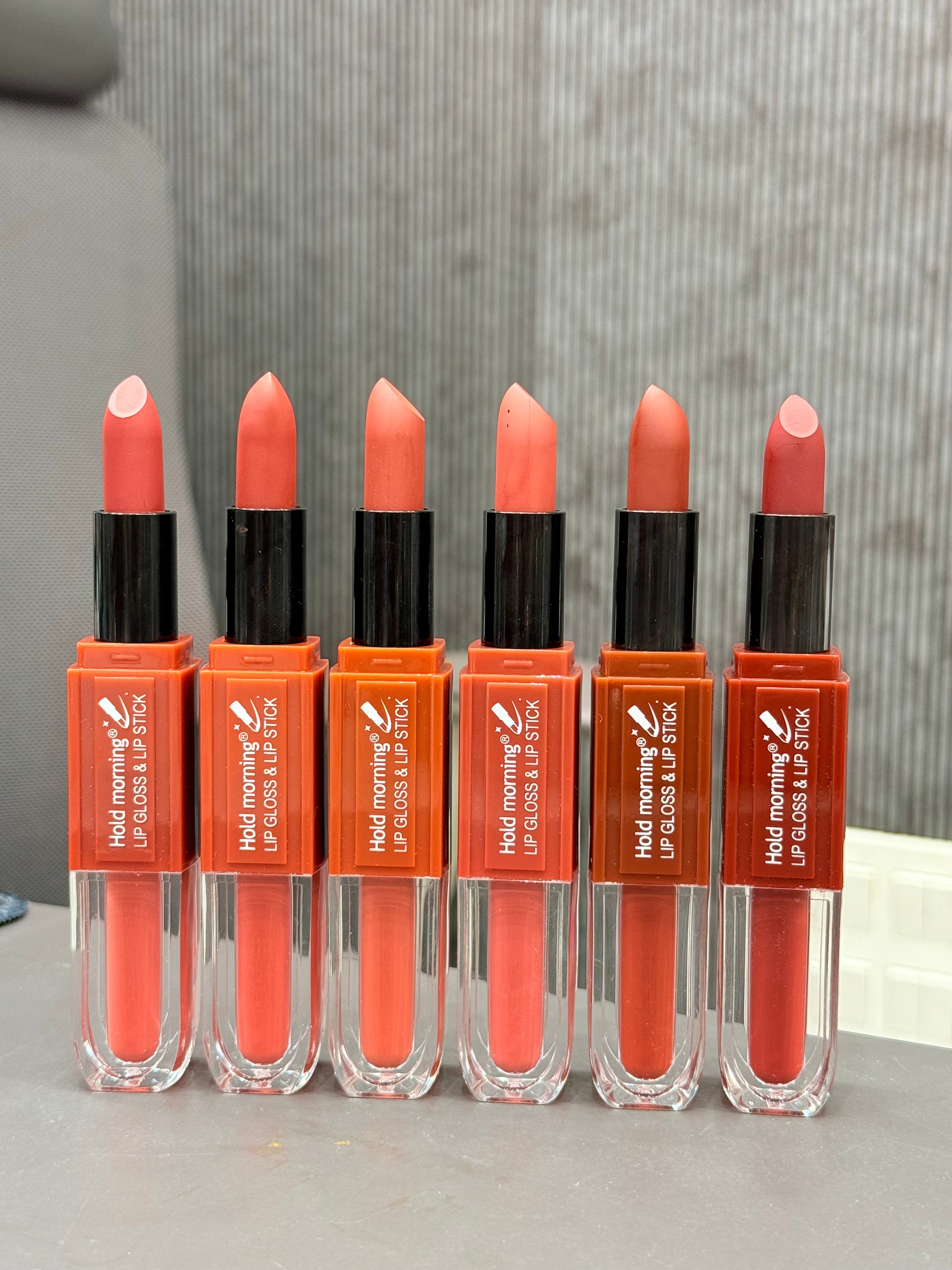 🇰🇷 Korean Velvet Mood Lip Duo – Lipstick & Gloss Set (6 Shades)