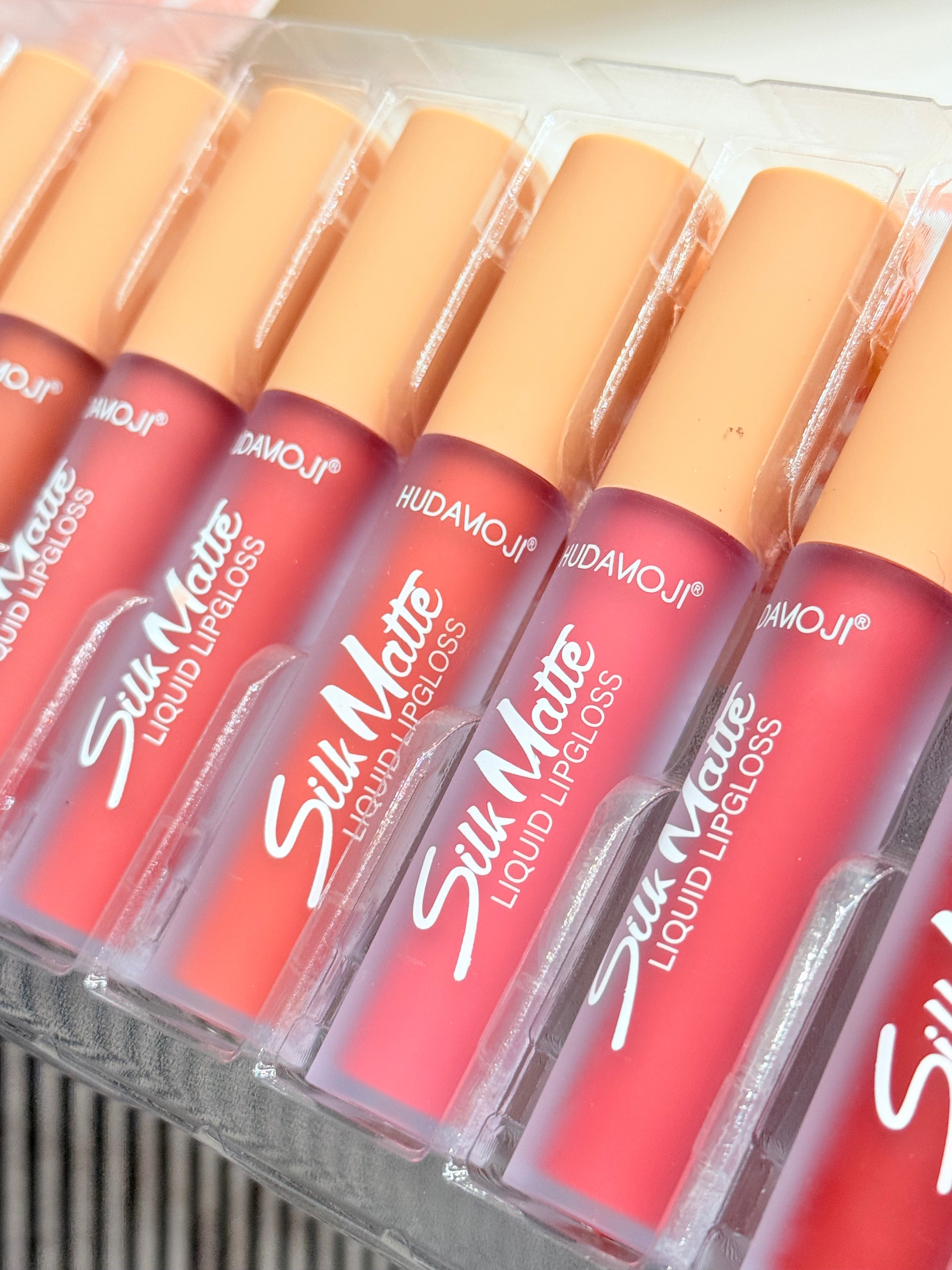 HUDA MOJI Silk Matte Liquid Lipstick Set – 12 Stunning Nude & Pink Shades | Long-Lasting, Lightweight & Highly Pigmented