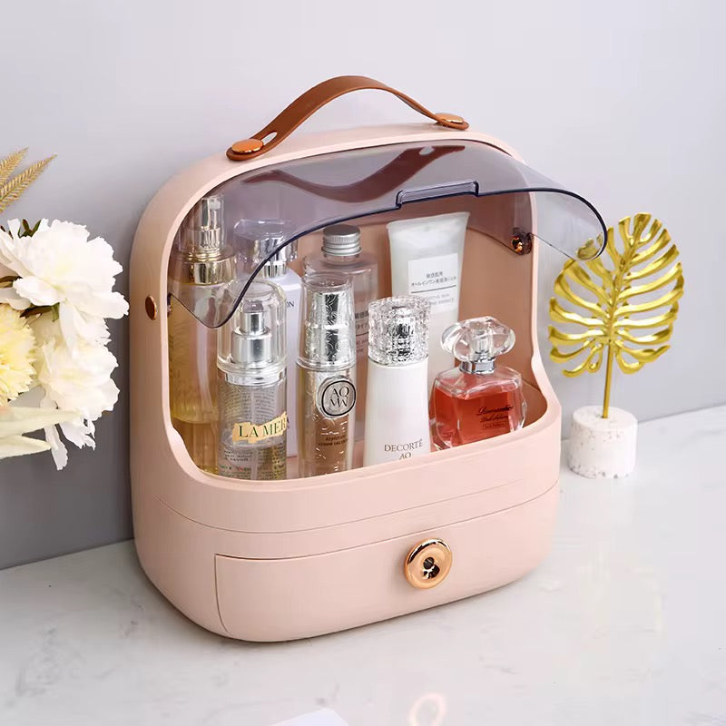 Premium Makeup & Skincare Storage Box with Lock – Portable & Dustproof Organizer