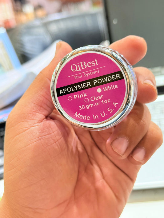 QiBest Apolymer Acrylic Powder – 30gm (Pink / Clear / White)