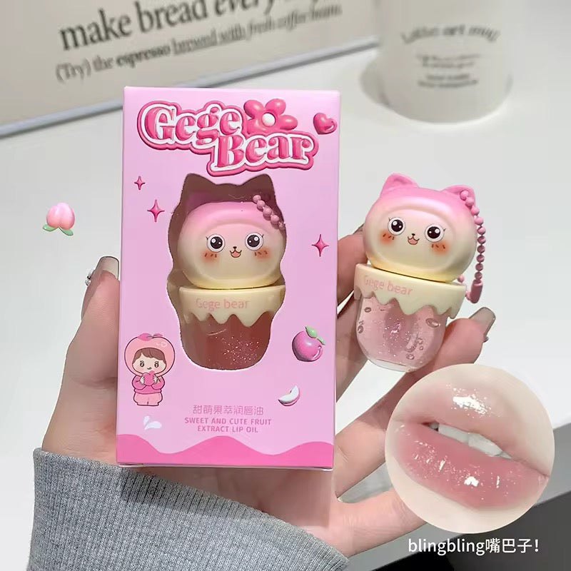 Korean Kawaii Ice-Cream Bear Lip Gloss 🐻🍦✨ | Glitter Glow 💖 | Super Cute Bear Bottle 🎀