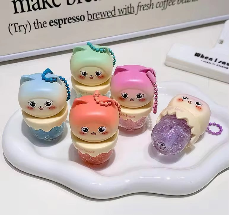 Korean Kawaii Ice-Cream Bear Lip Gloss 🐻🍦✨ | Glitter Glow 💖 | Super Cute Bear Bottle 🎀